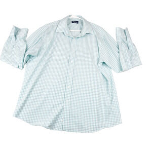 Lands End Shirt Mens XL Green Check Button Up Long Sleeve